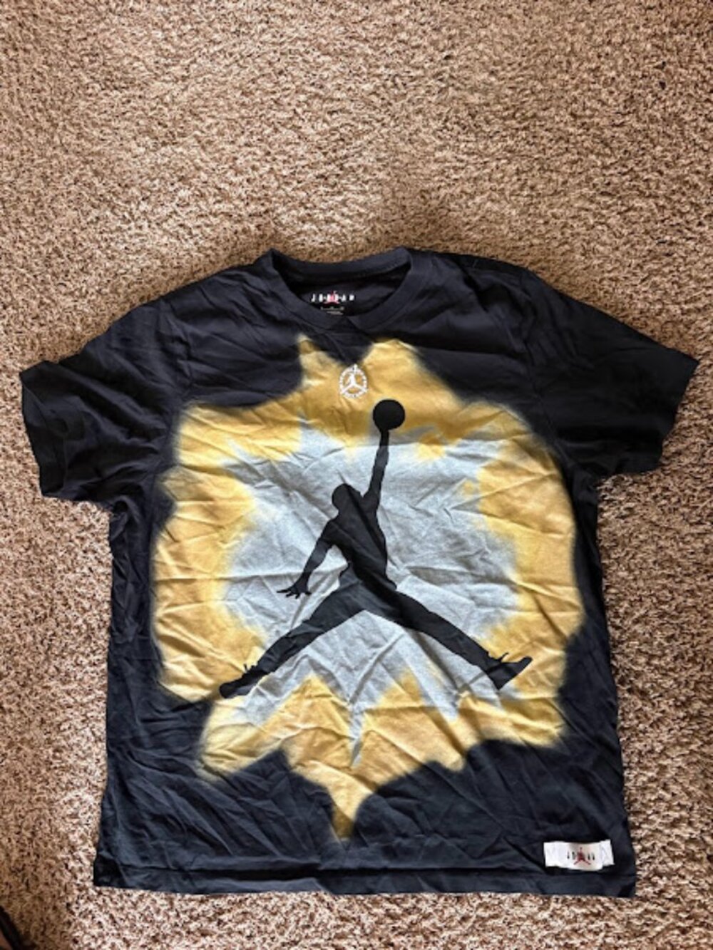 Jordan Men's Black & Gold Gel Core Short Sleeve Graphic T-Shirt Size XL